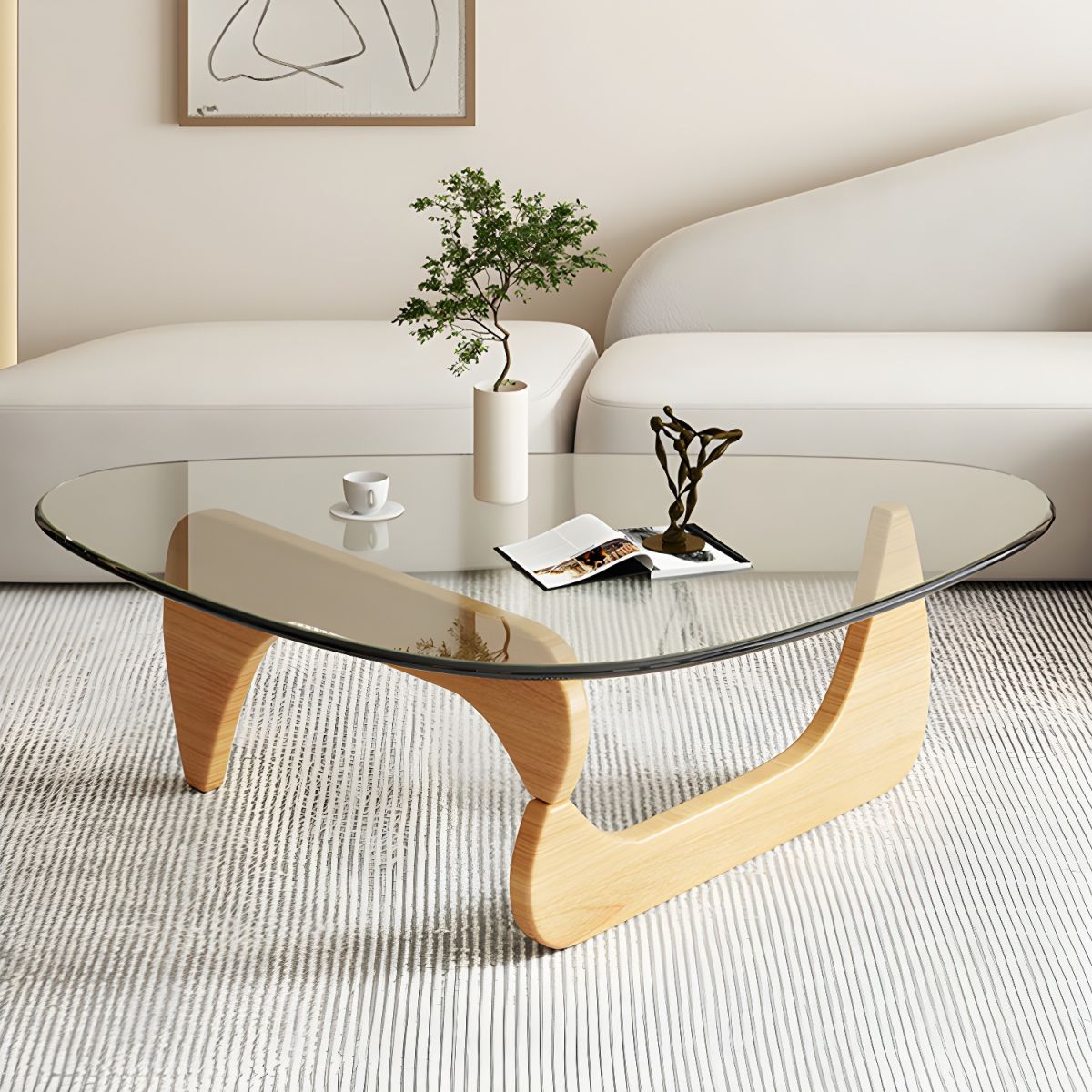 Table basse verre et bois