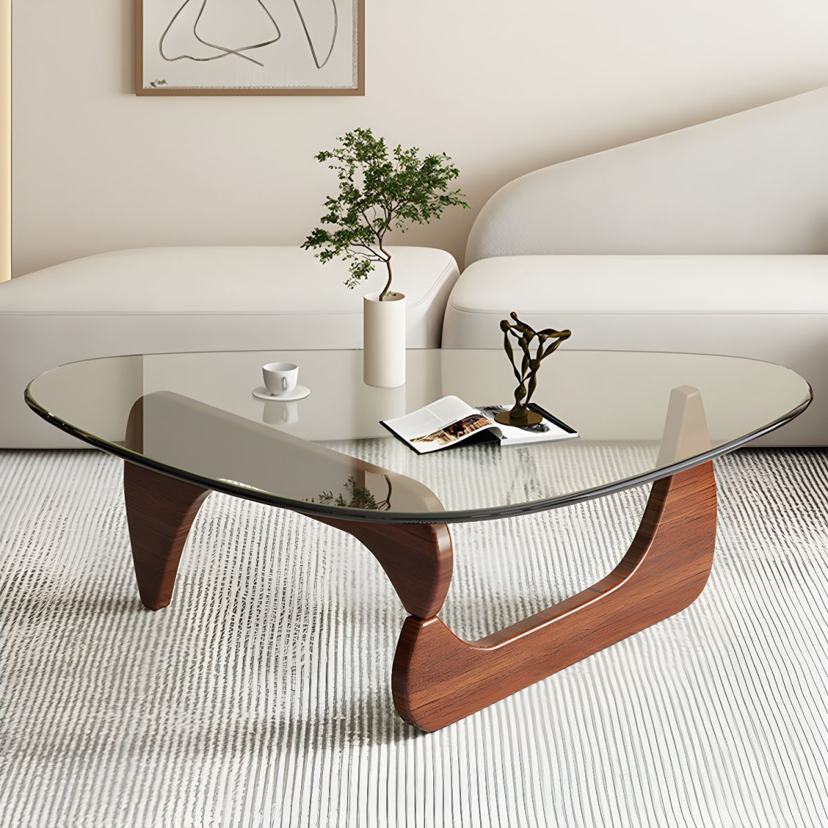 Table basse verre et bois