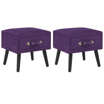 2 Table de chevet velour violet