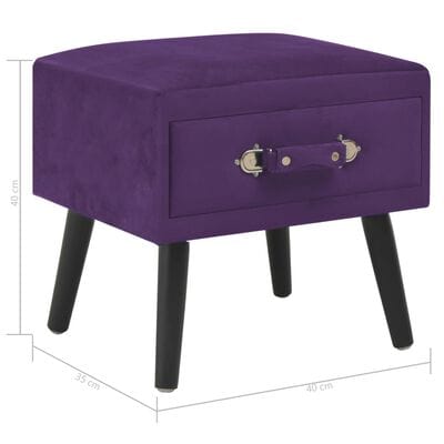 2 Table de chevet velour violet