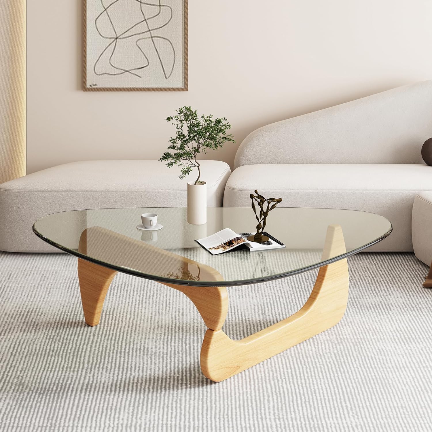 Table basse bois et verre
