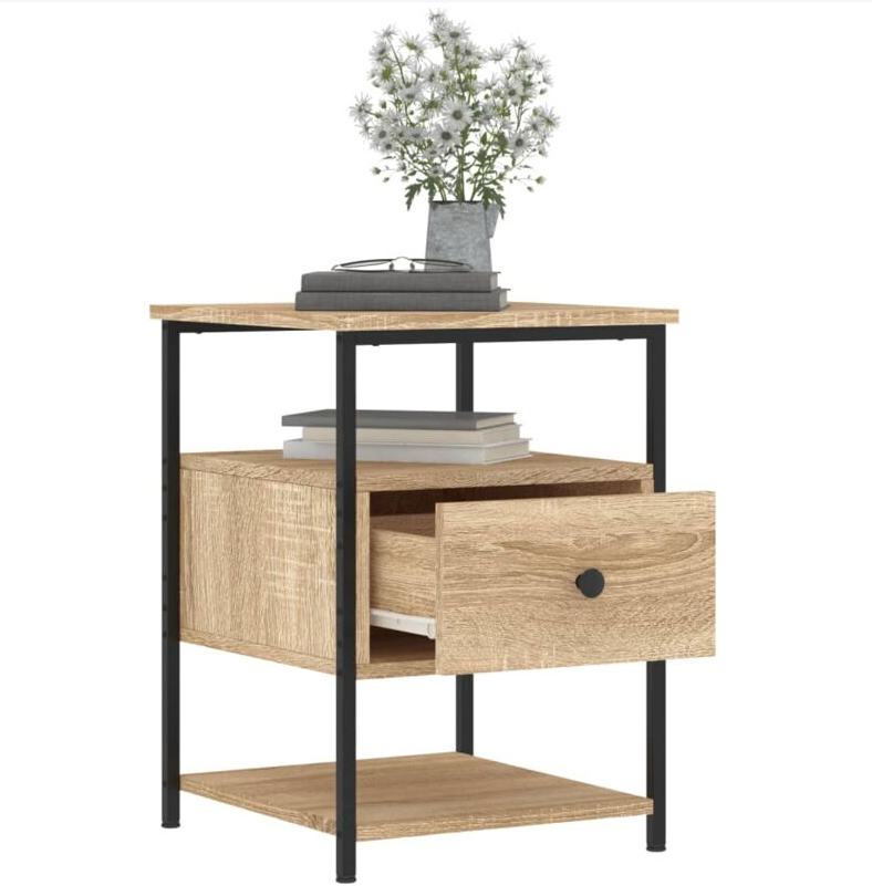 Table de chevet metal et bois (lot de 2)