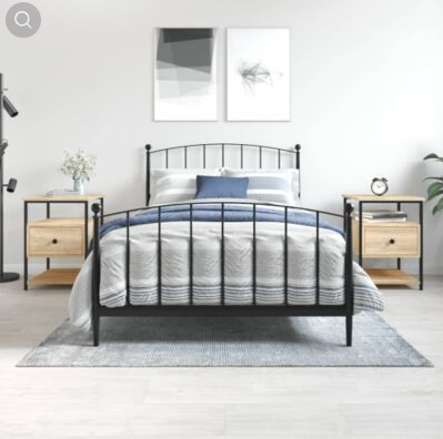 Table de chevet metal et bois (lot de 2)