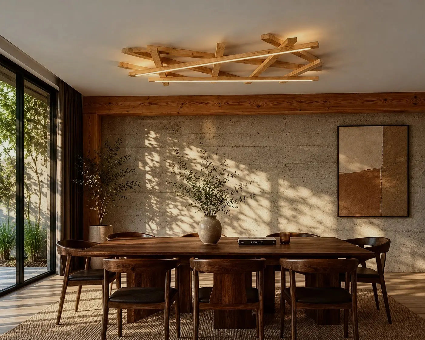 Lustre XXL en sapin massif brossé & LED - modèle ASTRAL