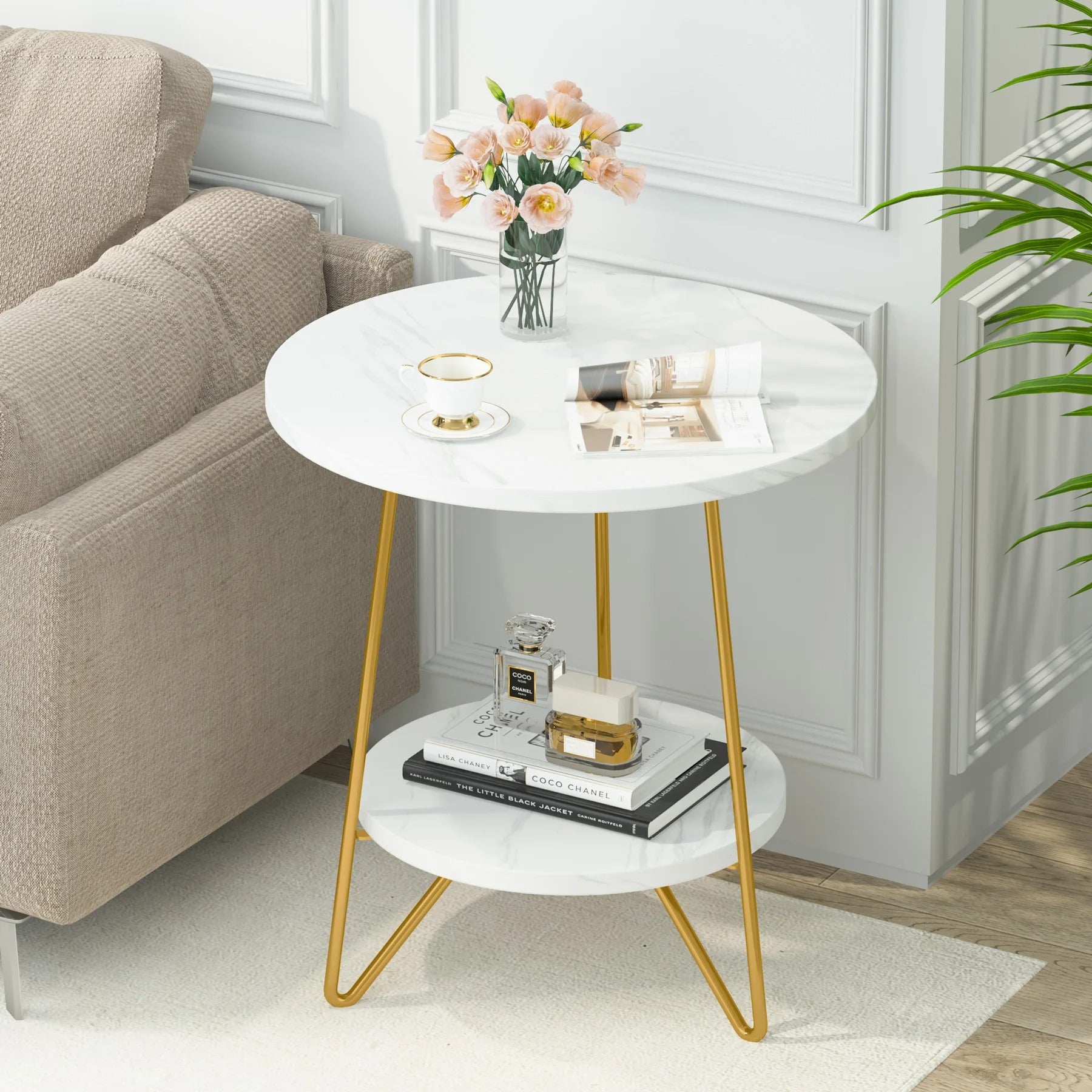 Table tulipe effet marbre