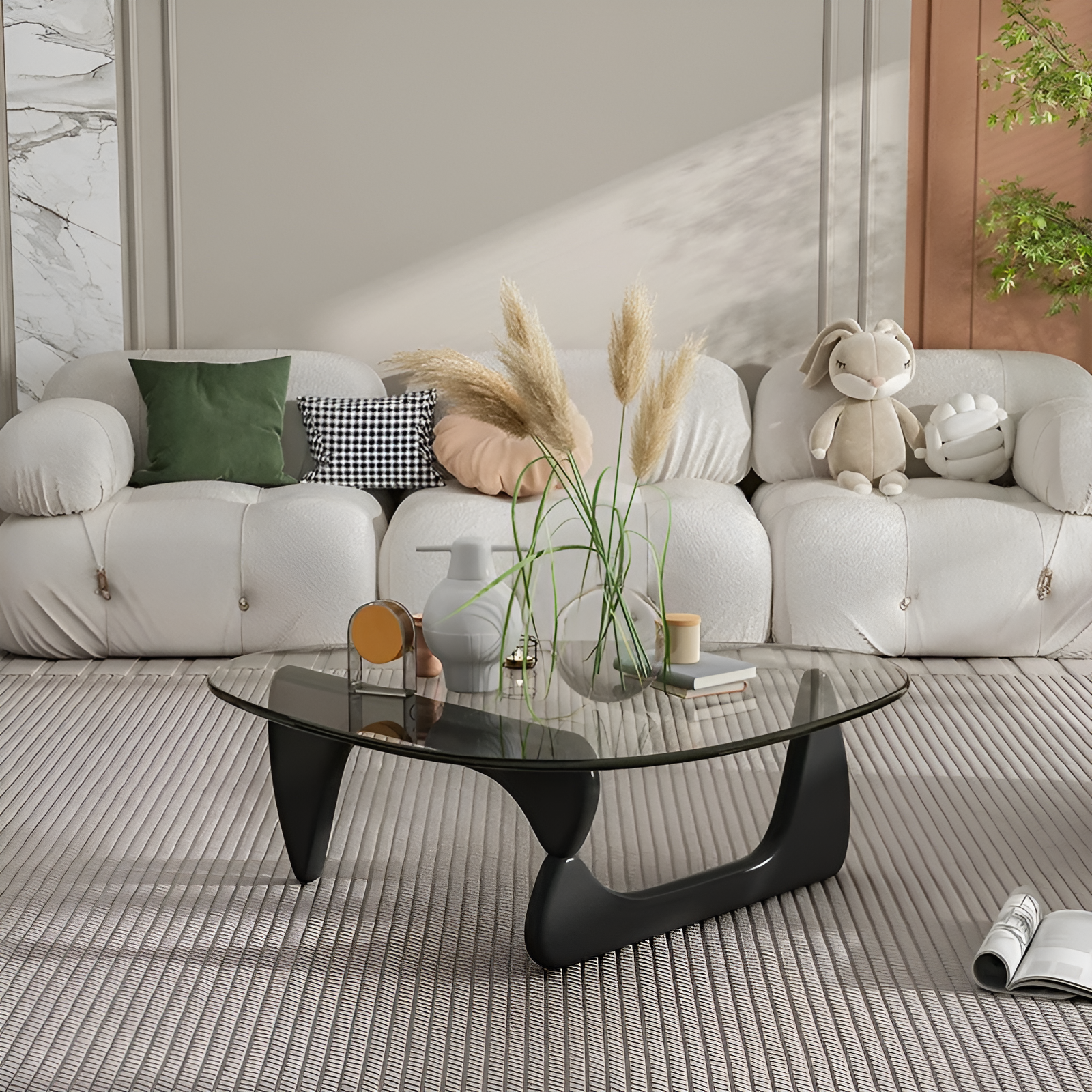 Table basse verre et bois