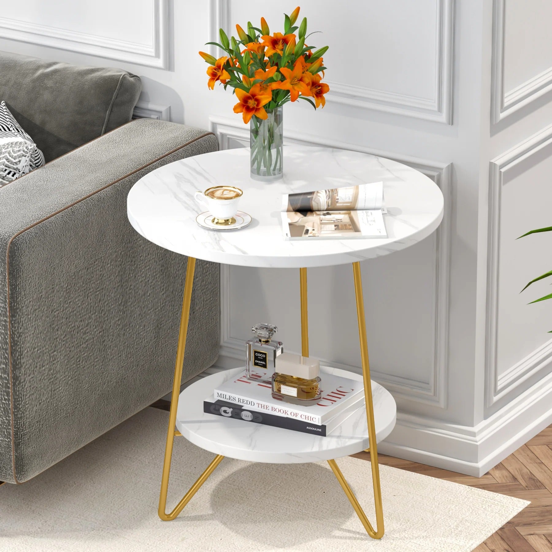 Table tulipe effet marbre