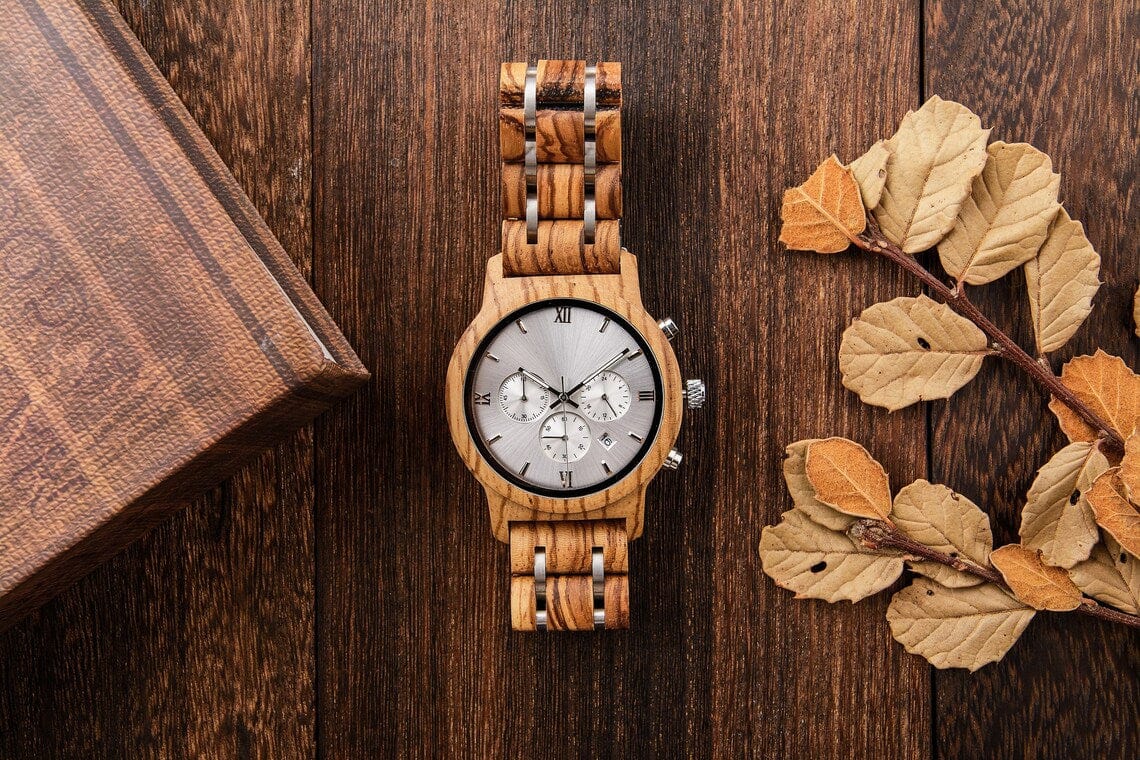 Montre en bois "Argent"