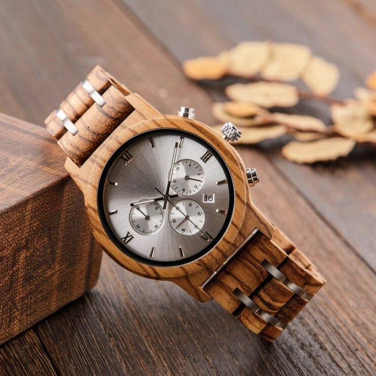 Montre en bois "Argent"