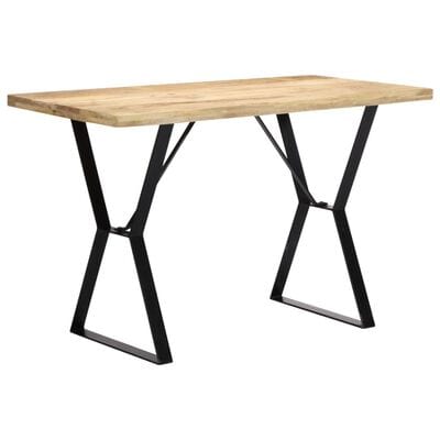 Table extensible de salle à manger en bois massif et verre trempé Chad