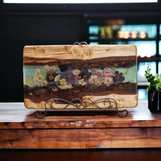 Plateau bois sur mesure "Floral"