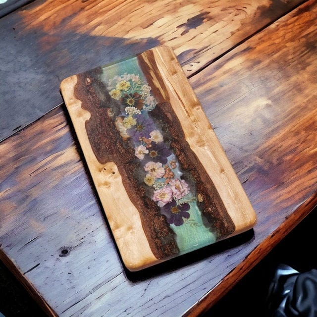 Plateau bois sur mesure "Floral"