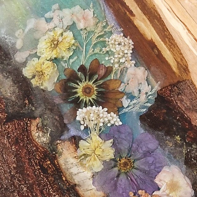 Plateau bois sur mesure "Floral"