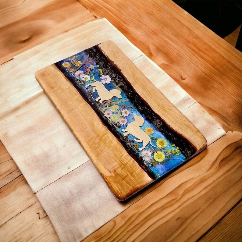 Plateau de service en bois époxy