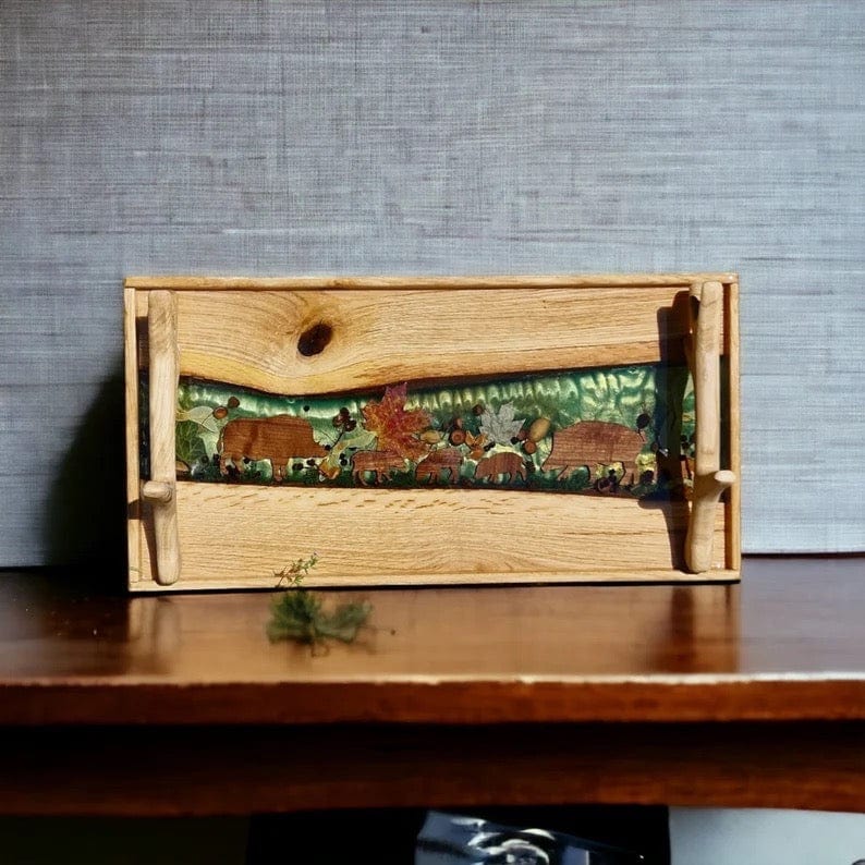 Plateau en bois époxy et bois