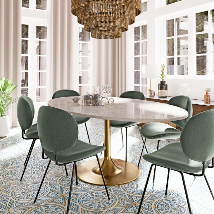 Table à manger en bois et plateau en verre Design de luxe