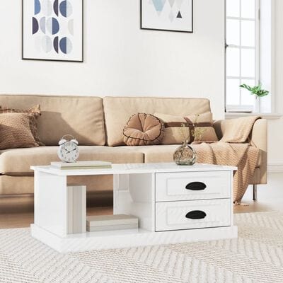 Table basse blanc brillant