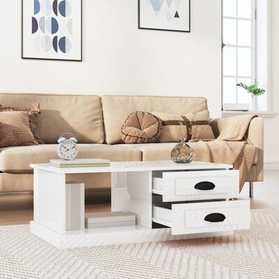 Table basse blanc brillant