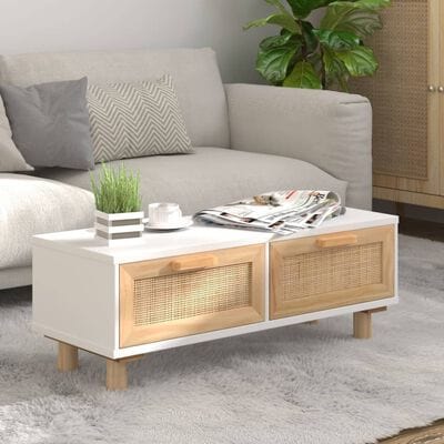 Table basse blanc rotin