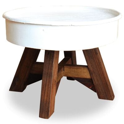 Table basse bois et blanc ronde