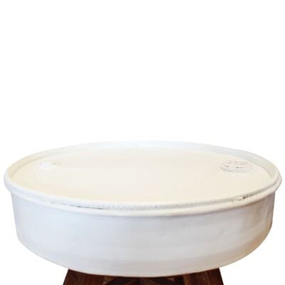Table basse bois et blanc ronde