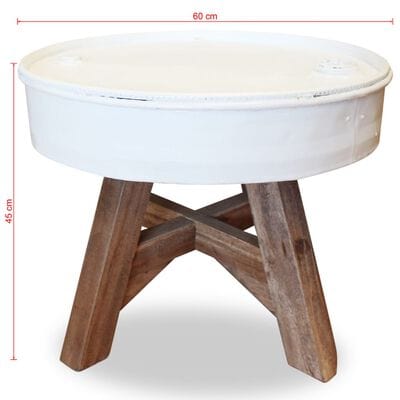 Table basse bois et blanc ronde