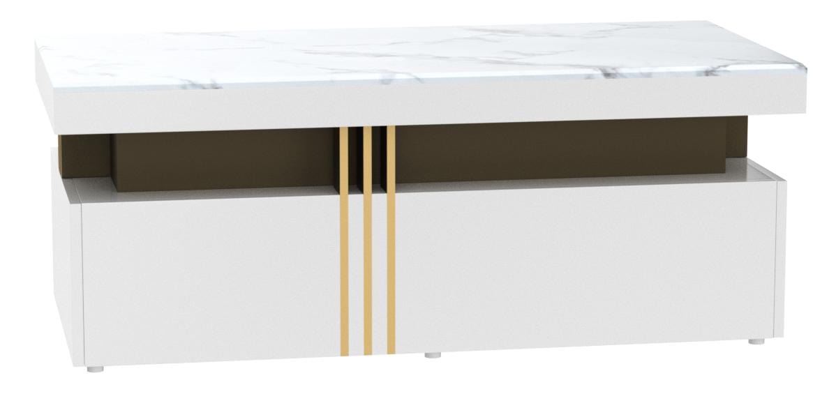 Table basse bois et marbre