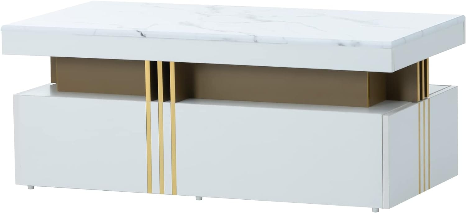 Table basse bois et marbre