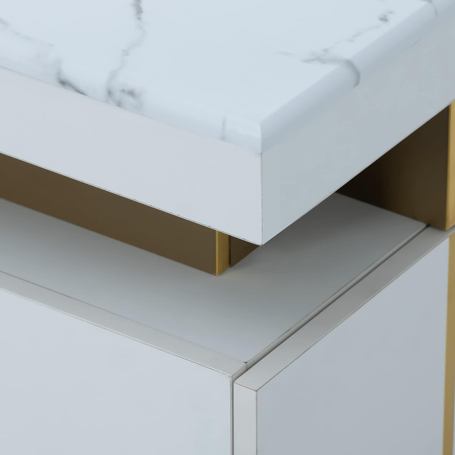 Table basse bois et marbre