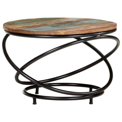 Table basse bois metal ronde