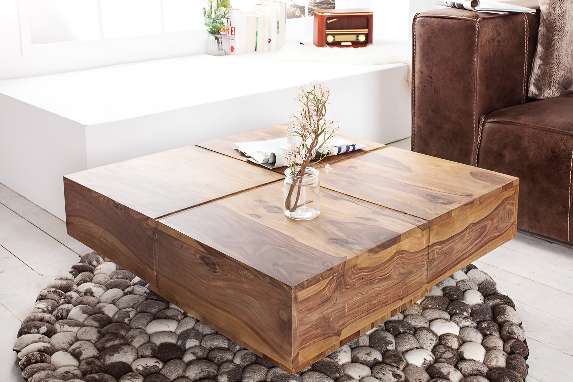 Table basse bois brut