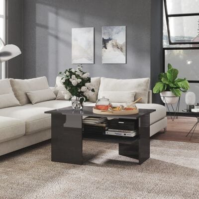 Table basse gris brillant