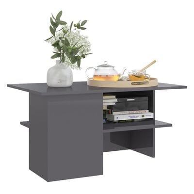 Table basse gris brillant