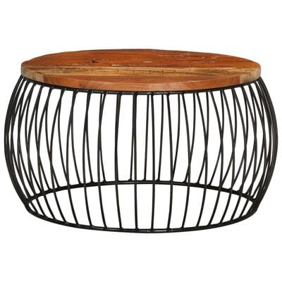 Table basse metal noire ronde