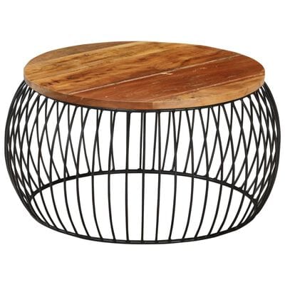 Table basse metal noire ronde