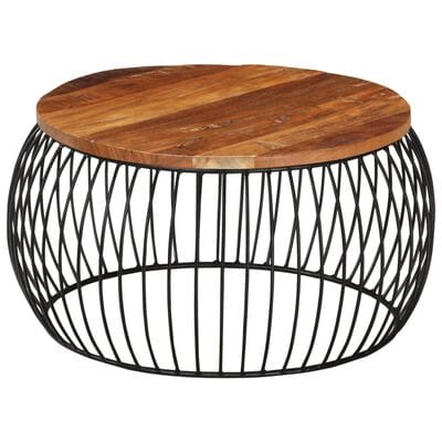 Table basse metal noire ronde