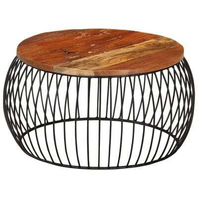 Table basse metal noire ronde