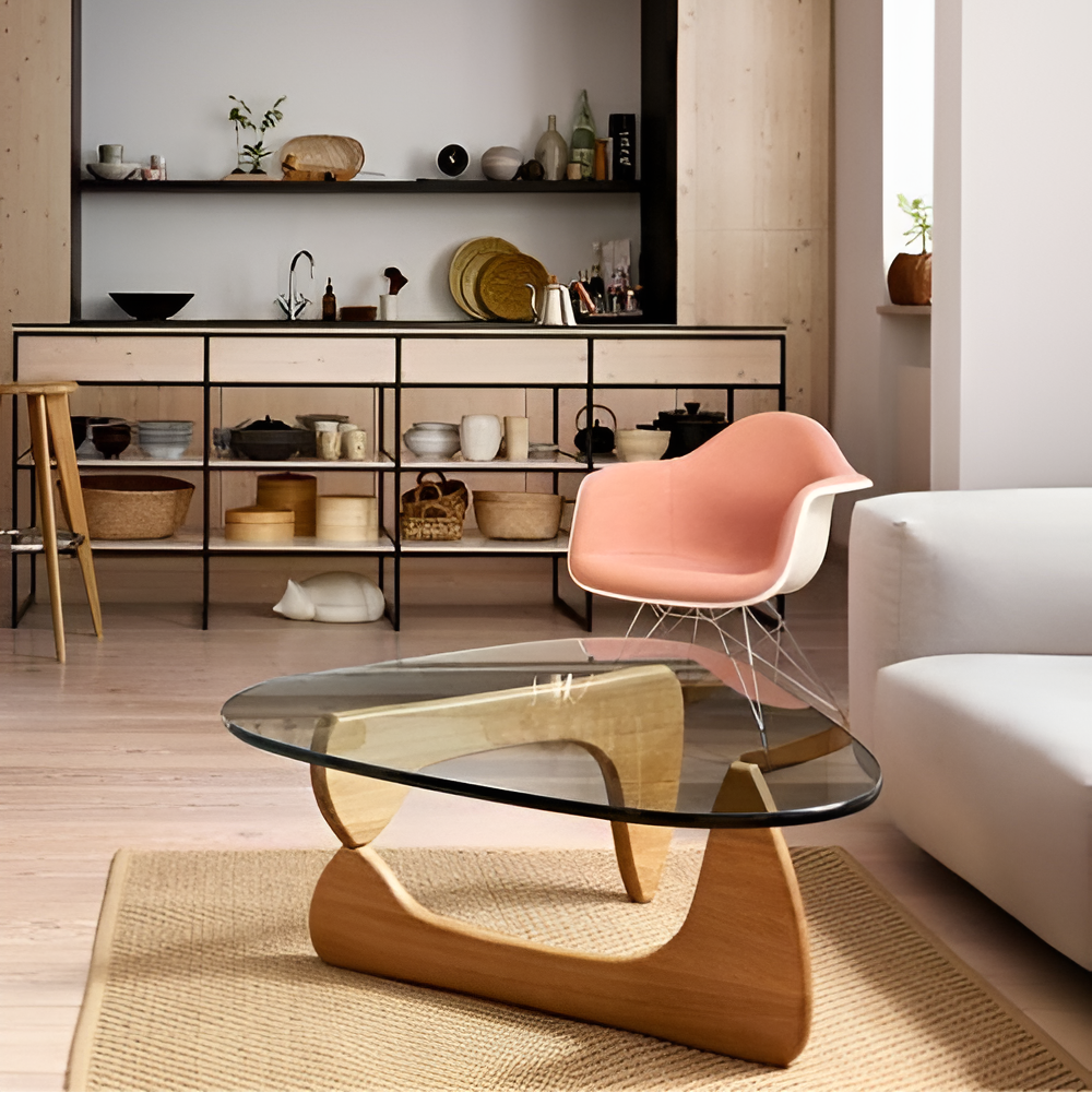 Table basse bois et verre