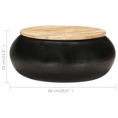 Table basse noir et bois ronde