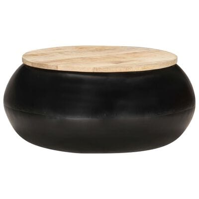Table basse noir et bois ronde