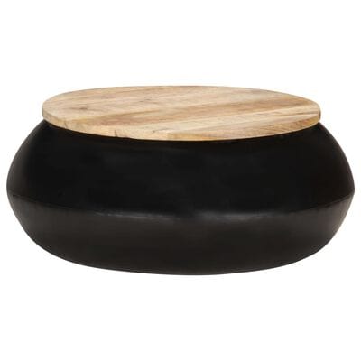 Table basse noir et bois ronde
