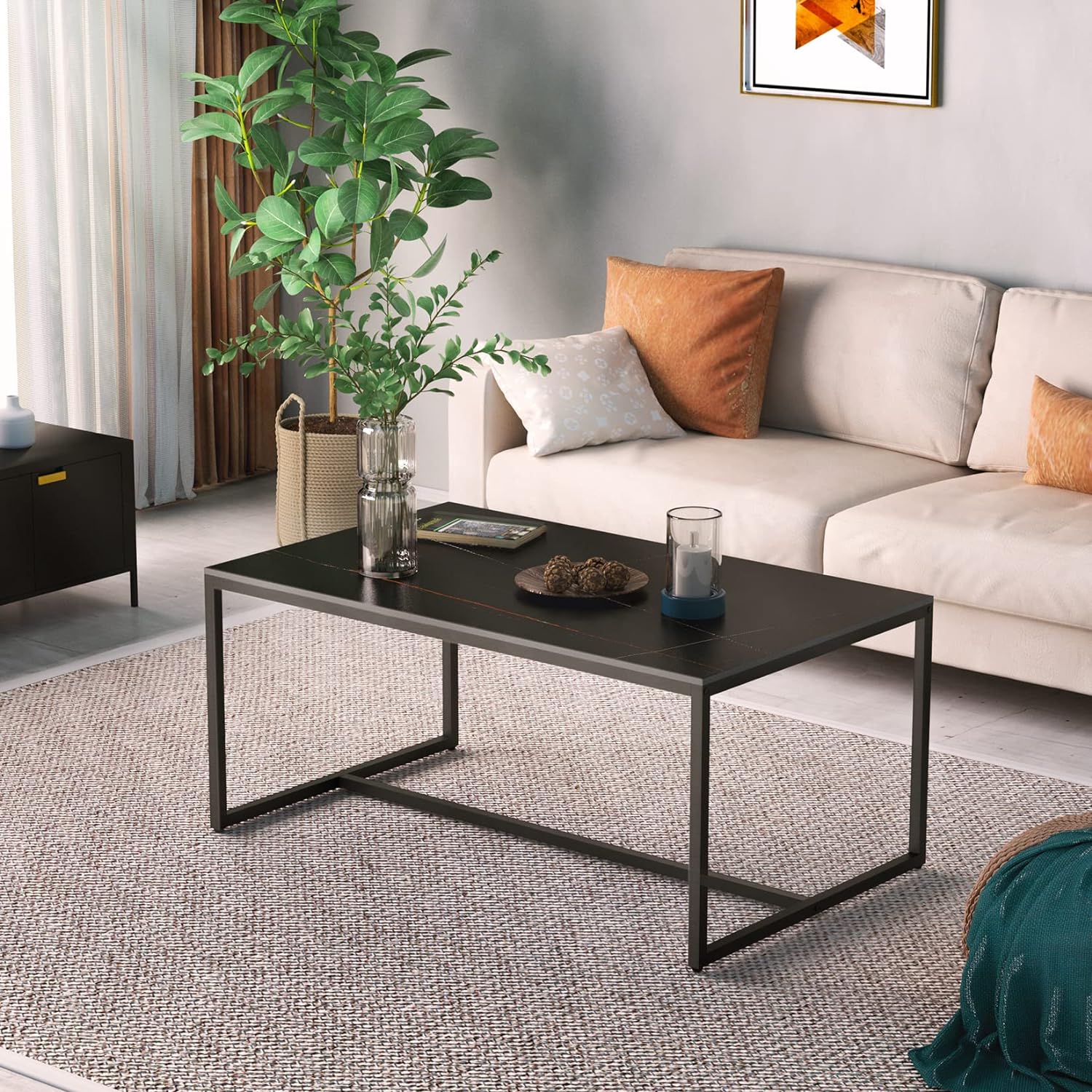 Table basse noir marbre