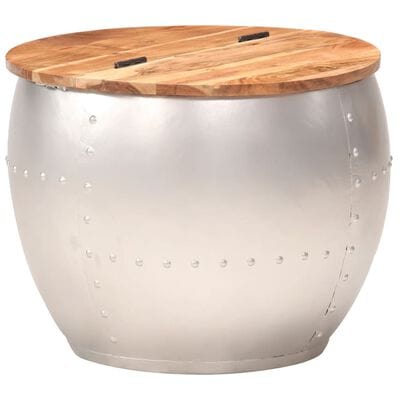 Table basse ronde argentée