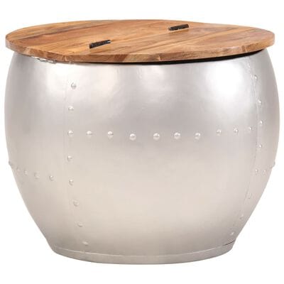 Table basse ronde argentée