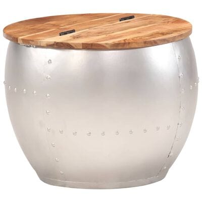 Table basse ronde argentée