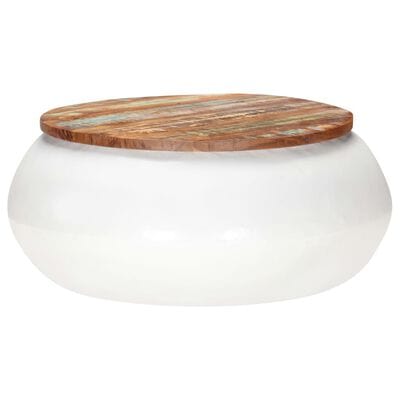 Table basse ronde blanc et bois