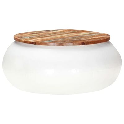 Table basse ronde blanc et bois
