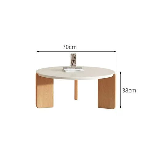 Table basse ronde blanche et bois