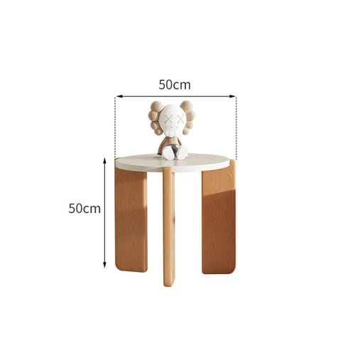 Table basse ronde blanche et bois