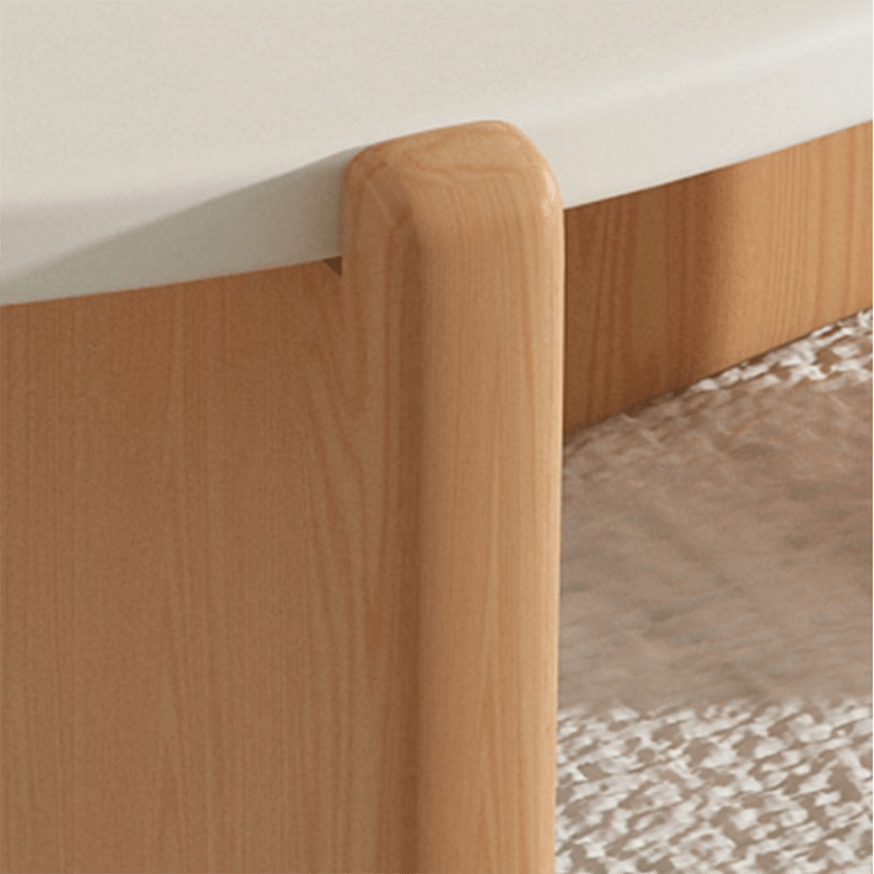 Table basse ronde blanche et bois